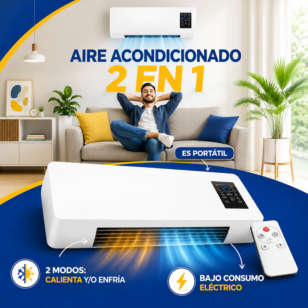 🔥 LIQUIDACIÓN DE STOCK: Mini Aire Acondicionado Portátil 2 en 1 Calor y Frio - Bajo consumo y Máxima Potencia